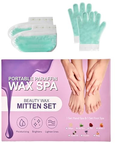 KmaxShip självbehållna paraffinvaxhandskar, 10-minuters paraffin hand- och fotbehandlingar och tossor set för intensiv återfuktning hemma (Aloe Vera)