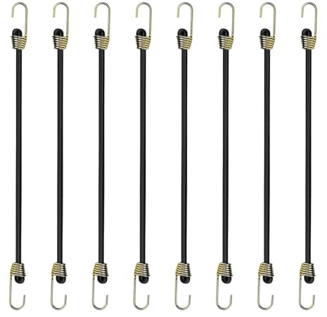 Lot de 8 mini tendeurs élastiques courts avec crochets utiles et légers pour les voyages, le camping, les bâches, les bagages, les tentes