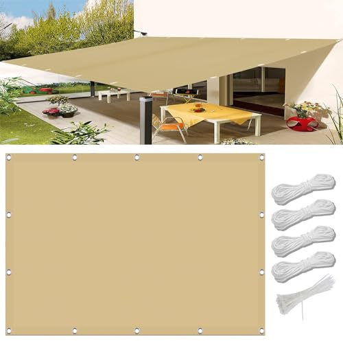 Voile d'ombrage - 2,2 x 9,5 m - Léger et durable - Filet de protection UV - Pour carport, terrasse, jardin - Jaune sable