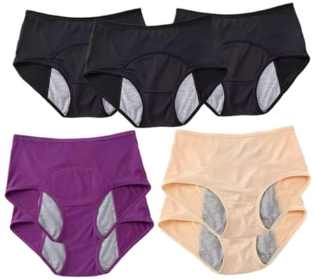Lot De 7 Culotte Anti Fuite Culotte Femme Coton Taille Haute Sous-Vêtements Grande Taille,Culotte Fuite Urinaire Femme Lavable Respirant Lavable Étanche,Culotte Incontinence Pour Le Cycle Menstruel