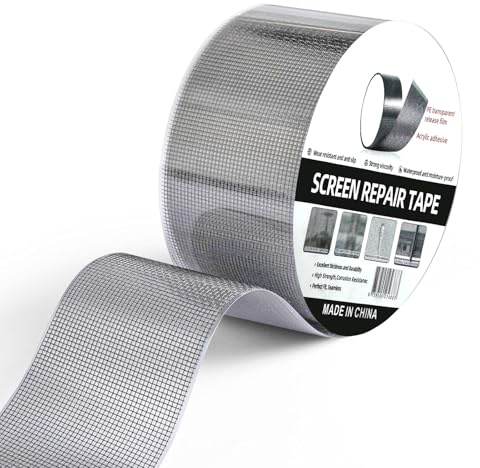 MLEJU Nastro Adesivo di Riparazione per Zanzariere 10cm x 6m, Nastro Ripara Zanzariere in Fibra di Vetro, Impermeabile e Super Adesivo,Ripara Zanzariere Adesivo Invisibile- Grigio