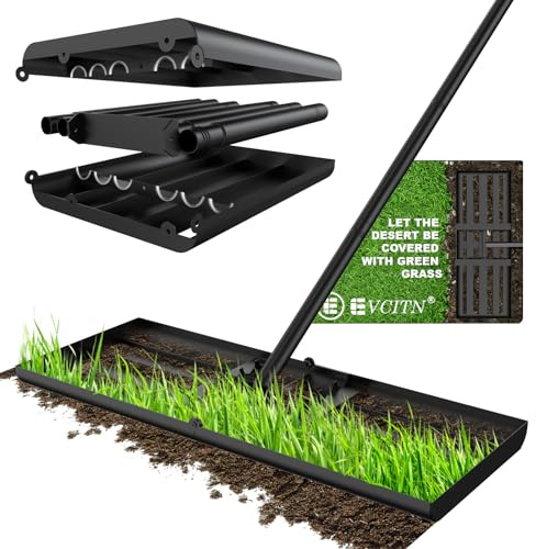 GARDTECH 80cm Lawn Leveling Rake - Heavy Duty Yard lawn leveller, Soil Leveler, Ground Leveling Tool with 220cm Handle for Lawn Care, Garden, Farm - Black
