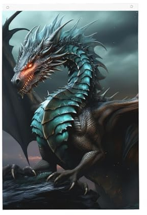 Coole Drachen-Willkommens-Gartenflagge, doppelseitig, kein Verblassen, für Haus, Hof, Foto, Hintergrund, Party-Banner für Innenhof, Veranda, Rasen, Outdoor-Dekoration