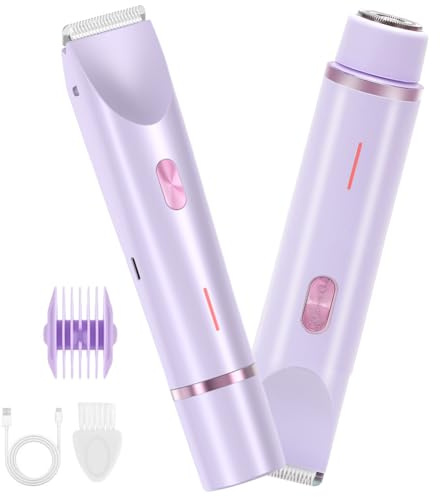 Intimrasierer für Frauen, 2 in 1 Damenrasierer Elektrisch, Wasserdicht Elektrischer Rasierer, Gesichtsrasierer Frauen, Bikini Trimmer, Dual Head Shaver Für Achselhöhlen, Gesicht, Beine, Arme