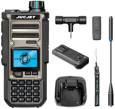 JUCJET TK11(8) Funkgeräte 999 Kanäle VHF/UHF Walkie Talkie, Wiederaufladbares Handfunkgerät mit Großer Reichweite und Spektrumanalysator, 10W Ausgangsleistung, NOAA, 3000 mAh Akku