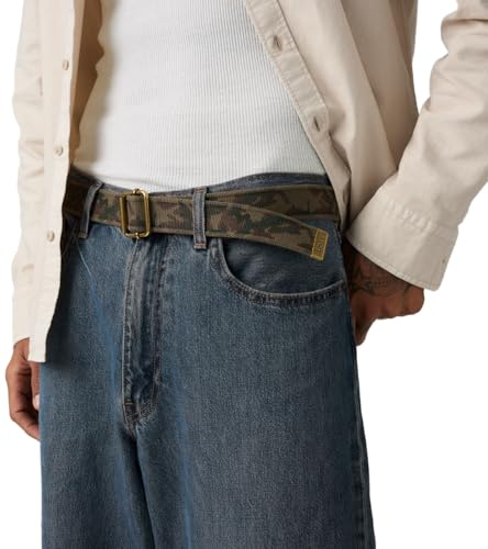 Levi's Cinturones de tela de algodón lavado para hombre, estampado de camuflaje Phalarope, 105