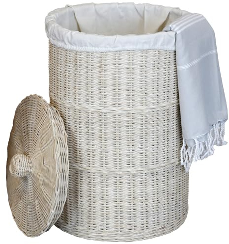 Korb Aufbewahrung – Wäschekorb mit Deckel, Wäschesammler Geflochten aus Rattan 50 l | Aufbewahrungsbox & Aufbewahrung