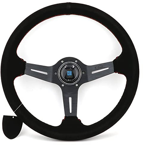 Volante Sportivo Auto, Volante a Calice Ruote dello sterzo dello sterzo della deriva del volante universale da 14 pollici(Black)