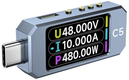Fazvncv USB Power Meter 3.1 USB C Digital Multimeter, DC48V Voltages and Current Detectors with Color Display