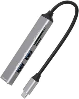 Cuifati USB C Hub 5 en 1 Estación de acoplamiento para computadora portátil Adaptador tipo C con lector de tarjetas SD/TF 3 puertos USB para operativo Winux (negro)