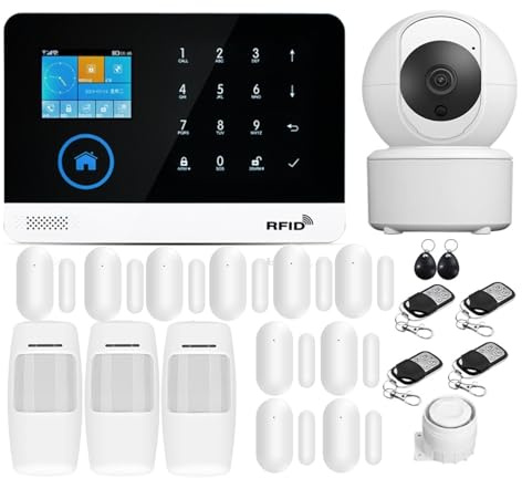 Wifi Wireless Home Burglar Security Alarm System Integrated Via Tuya APP With WIFI IP Camera With Flashing Siren(Set J)