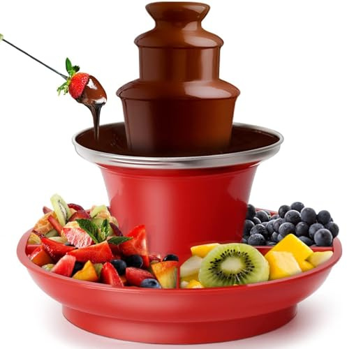 Generico Fontana di Cioccolato A Tre Strati, Torre di Fusione Automatica del Cioccolato, capacità di 200 G di Cioccolato, Vassoio Multifunzione Rimovibile, Macchina per Dessert per Feste E Matrimoni