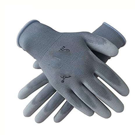 10 pares PU Nitrilo Recubrimiento de seguridad Nylon Algodón Guantes trabajo con revestimiento palma mecánicos. CE EN388(N10559-10PAIRS,XL)