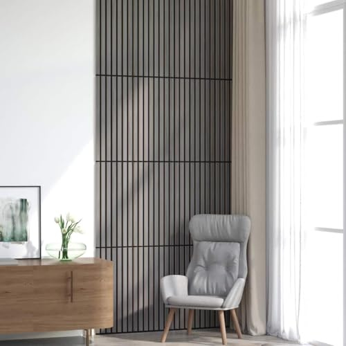 SKM Panneaux muraux acoustiques 8pcs Lattes 60,5x60cm placage chêne,Quincaillerie,Matériaux de Construction,Lambris,Gris,18.1KG,42002583