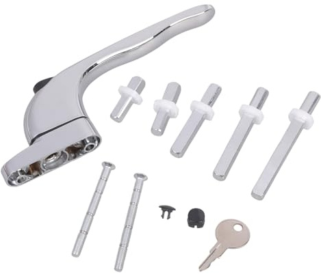 Manija de repuesto de acero inoxidable con cerradura para ventana de doble acristalamiento con puerta de balcón, manijas de ventana con cerradura y tornillos, agarre antirrobo para ventana