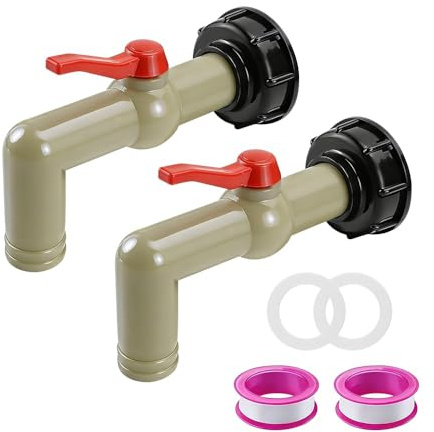 yotutun 2 Stück IBC Auslaufhahn, IBC Tank Zubehör IBC Adapter S60x6 Grobgewinde 1 Zoll Wasserhahn Kugelhahn Auslaufhahn für 1000L IBC Container Wassertank Regentonnen, 32mm (DN40/50)