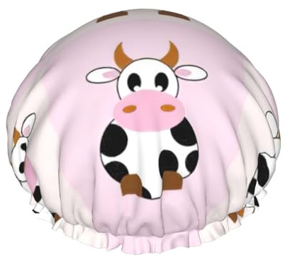 Sombreros de baño con estampado de leche de vaca, casco reutilizable de doble capa, cubierta grande para el cuidado diario de la piel