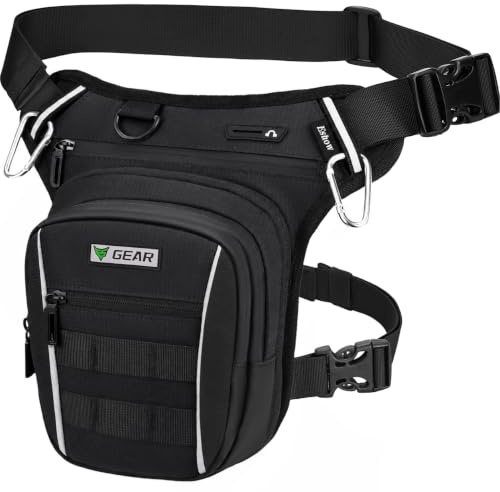 Eshow Pernera Moto Táctica Ampliable, Riñoneras Militar con Correas Ajustables para Hombre y Mujer, Bolsa Pierna para Motocicleta Viajes Senderismo Deportes Negro