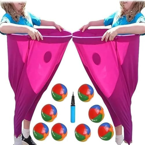 Gioco all'aperto di Bocce da Prato, Set Gioco da Giardino Granny Pants, Gioco di Cattura della Palla con Pantaloni Grandi per 2 Squadre, Giochi Portatili per la Giornata in Campo per Adulti, 2PC-Red