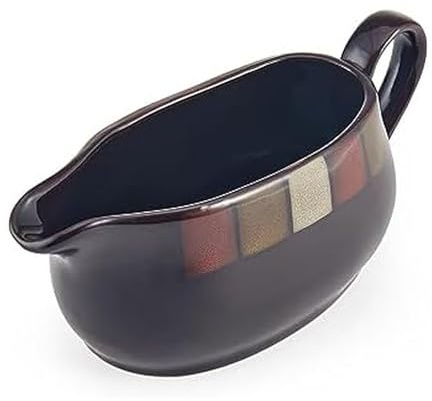 Pfaltzgraff Taos Gravy Boat, Brown, red, White, Holds 16 Ounces