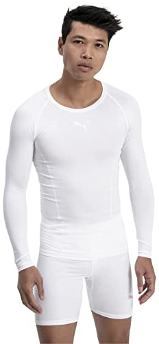 PUMA Men's Liga Baselayer Tee Long Sleeve Functional Underwear, White, M UK