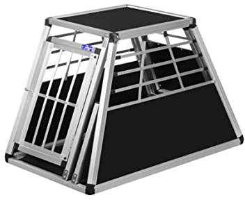 ALPUNA Transportbox N54 – Aluminium Hundebox 100×55×62,5 cm – Auto Hundebox mit Notausstieg, sicherer Hundetransport im Kofferraum