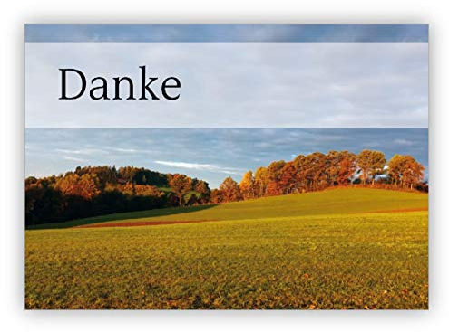 Kartenkaufrausch 16 Schöne Dankeskarte mit hügeliger Abendlandschaft, auch als Trauerdankeskarte: Danke • Premium Danksagung mit Umschlag nach Trauer, Tod, Beerdigung, Sterbefall, Begräbnis