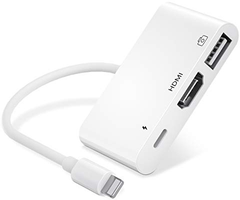 AMLLXEN Lighting-zu-HDMI-Adapter, USB-Kamera-Adapter mit Ladeanschluss, 1080P HDMI OTG Digital-AV-Audio-Audioadapter Kompatibel mit Phone 12/11 /X/8