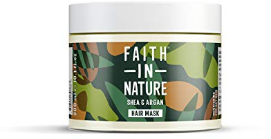 Faith In Nature Organic Shea & Argan Hair Mask, Moisturising for Curly Hair & Dry Scalp, Vegan & Cruelty Free, No SLS, Silicones or Parabens, 300ml (Packing May Vary)
