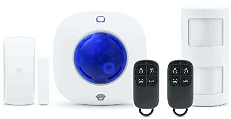 Chuango CG-105S Sistema De Alarma - con Sirena De 90db y Luz Estroboscópica, Sensores para Puerta y Ventanas, Detector de Movimiento Inmmune a Mascotas y Mando a Distancia