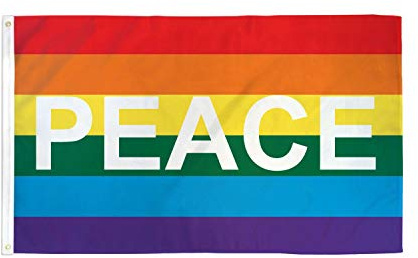 AZ FLAG Drapeau Arc-en-Ciel Peace 90x60 cm Polyester 100D 2 Œillets | Usage intérieur et extérieur Drapeau décoratif coutures doubles et bords renforcés avec œillets métalliques