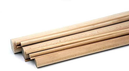 siwitec Rundstab aus Holz, glatt, Buche, 5er Set, 8 mm, ideal zum Basteln mit Holz, Länge 1000 mm