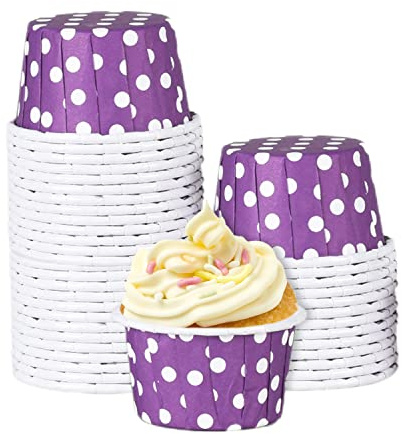 100 Pezzi Pirottini per Cupcake, Stampi in Carta per Cupcake Pirottini di Carta per Muffin ﻿Tazze da Forno usa e Getta per Matrimoni, Compleanni, Feste, Natale (Viola)