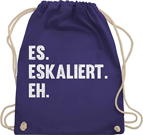 Shirtracer Turnbeutel Rucksack - Party & Alkohol Herren - Es eskaliert eh - Unisize - Lila - stoffbeutel sprüche saufrucksack sauf malle beutel festival turnsack saufen alki spruch beutelrucksäcke