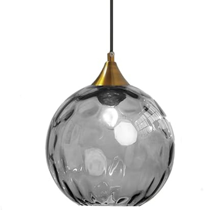 ZTTECH 200 mm Glaskugel-Pendelleuchte Bronze-Gold-Halterung mit Bernstein Glaskugel-Hängelampe E27 Vintage Innenbeleuchtung für Kücheninsel Esstisch Schlafzimmer Wohnzimmer (Grau, 20cm)
