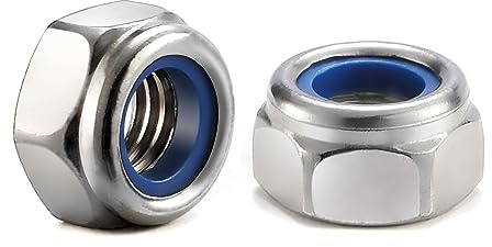 M6 x 1.0mm Nylon Insert Hex Lock Nuts 50Pcs 304 Stainless Steel Locknuts, Hex Drive, Bright Finish, by SG TZH