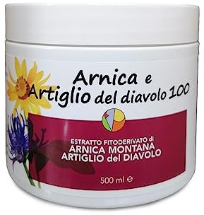 ARNICA E ARTIGLIO DEL DIAVOLO 100 Estratto Fitoderivato, Gel Extra Forte, Made in Italy, Massaggio a Muscoli e Articolazioni, Origine Naturale - ANTIDOLORIFICO E ANALGESICO - BARATTOLO 500ML