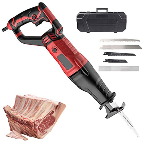 Professionell bensåg elektrisk, 1050 W köttsåg i rostfritt stål för skärning av fryst kött, ben och skinka, hastighetsjusterbar,Red