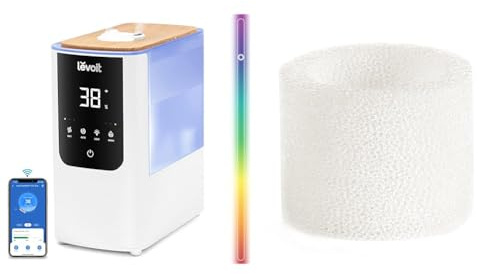 LEVOIT Smart Luftbefeuchter, Warm-/Kalter Nebel max 550 ml/h & Luftbefeuchter Ersatzfilter Fängt feine Partikel im Wassertank auf