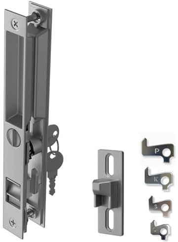 T-HAKEN Sliding Glass Door Set, 6-5/8, Silver - Patio Door Handle Replacement Thick Used on Both Left and Right-Handed. (Keyed)