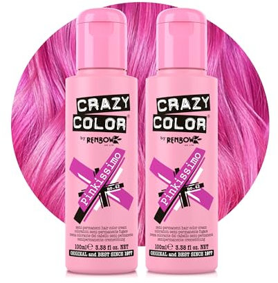 Crazy Color Vibrant Pinkissimo Semi-Permanent Hair Dye Duo. Highly Pigmented Magenta Conditioning & Oil Nourishing Vegan Formula | No Bleach or Ammonia | 200ml