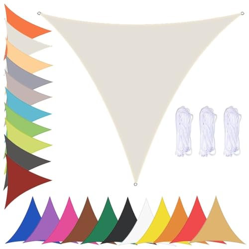 Tenda a Vela Ombreggiante Triangolare Impermeabile Tenda da Sole per Esterno Giardino Tende Vela Parasole 90% UV Protezione Telo Ombreggiante con Occhielli Bianco Sporco 2x2x2m