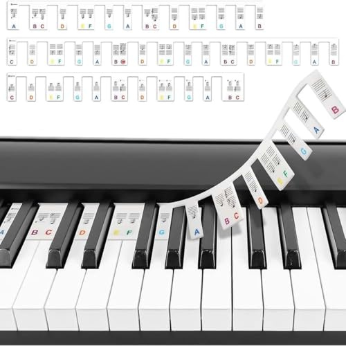 Klavier Keyboard Aufkleber，Klavierführer für Anfänger, abnehmbare Klaviertastatur-Notenetiketten zum Lernen, aus Silikon, keine Aufkleber erforderlich, wiederverwendbar（88 Tasten ）