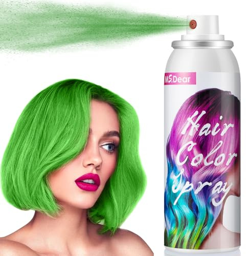Temporäre Haarfarbe Spray für Kinder Erwachsene, 100ML Temporäre Vibrant Shades，Washable Haarfarbe Spray Haarfärbemittel für Party, Halloween, Weihnachten, Grünes Haarspray