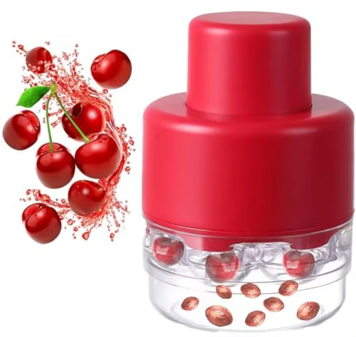 Cherry Pitter Tool, 7-Hole Portable Push-Down Cherries Seed Remover Fruit Pit Remover Kitchen Gadget for Home (red)