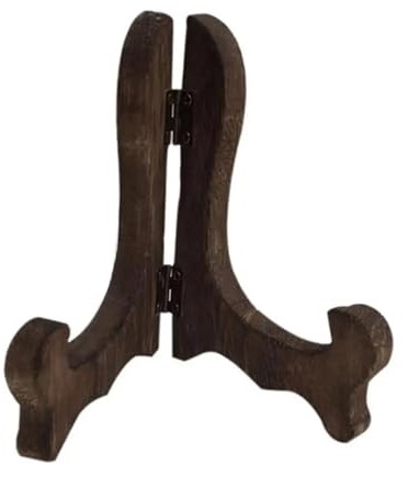 Tellerständer Vintage Holz-Geschirr-Präsentationsständer, gebogenes Design, handgefertigt, faltbar, Staffelei, Teller, Tee- und Kuchenteller, Präsentationsständer, Küche, Bar, Heimdekoration(Ebony,S 8