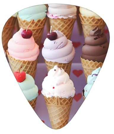 Ice Cream Cones Gitarrenplektren mit Aufbewahrungskoffer, 0,46/0,71/0,96 mm, einschließlich dünner, mitteldicker Gitarrenplektren für E-Gitarren, Bass, Ukulele, 12 Stück