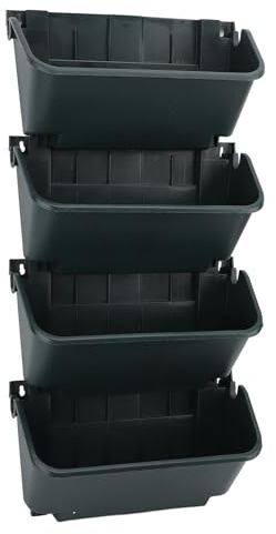 VBESTLIFE Macetero Montado en la Pared, 4 Macetas Colgantes Verticales de Pared, Maceta de Pared Verde Vivo para Decoración Interior y Exterior, 13 X 5,5 X 26,8 Pulgadas
