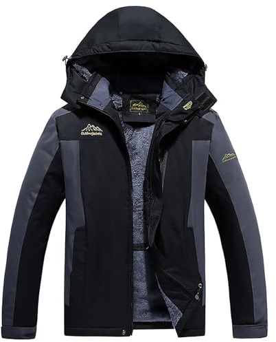 Regenjacke Herren Wasserdicht Atmungsaktiv 9XL Große Größen Berg-Skijacke Winddichte Warm Gefüttert Outdoor Winterjacke mit Kapuze Fahrrad Softshelljacke Funktionsjacke Verdickt Sport Wanderjacke