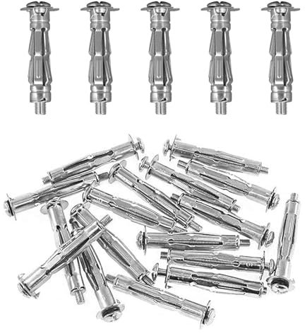 30 Stück M6 x 52mm Hohlraumdübel Hohlraum Metalldübel Metall Verzinkt Hohlwanddübel Spreizdübel mit Schraube für Befestigungen in Gipskartonplatten, Rigips und Gardinenschienen in Plattenbaustoffen